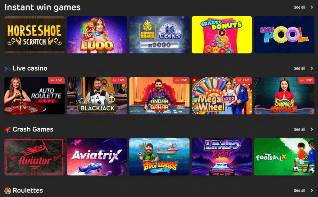 instant win and casino games at agentlotto